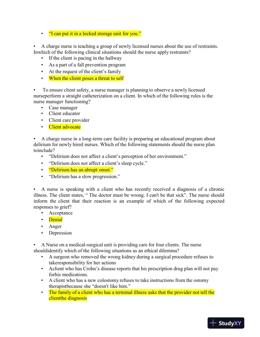 2019 ATI Mental Health Proctored Exam with Answers (110 Solved Questions), page 6