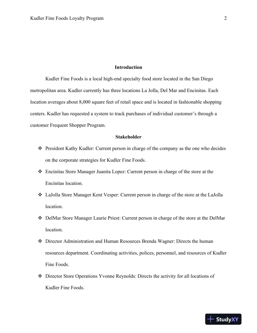 BSA 375 Kudler Fine Foods Loyalty Program, page 3