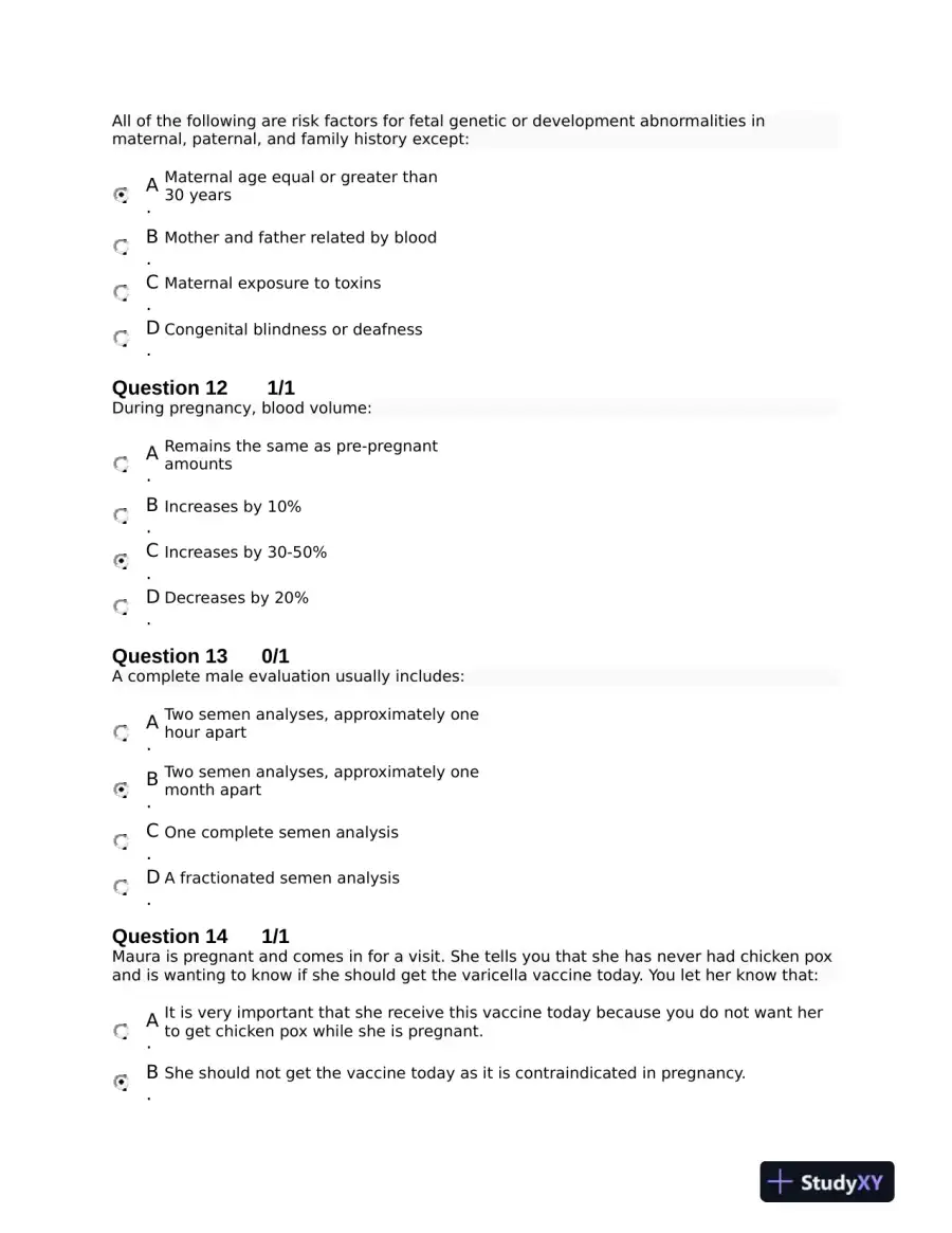 NURS6552 Prenatal Health Final Exam With Answers (100 Solved Questions), page 6