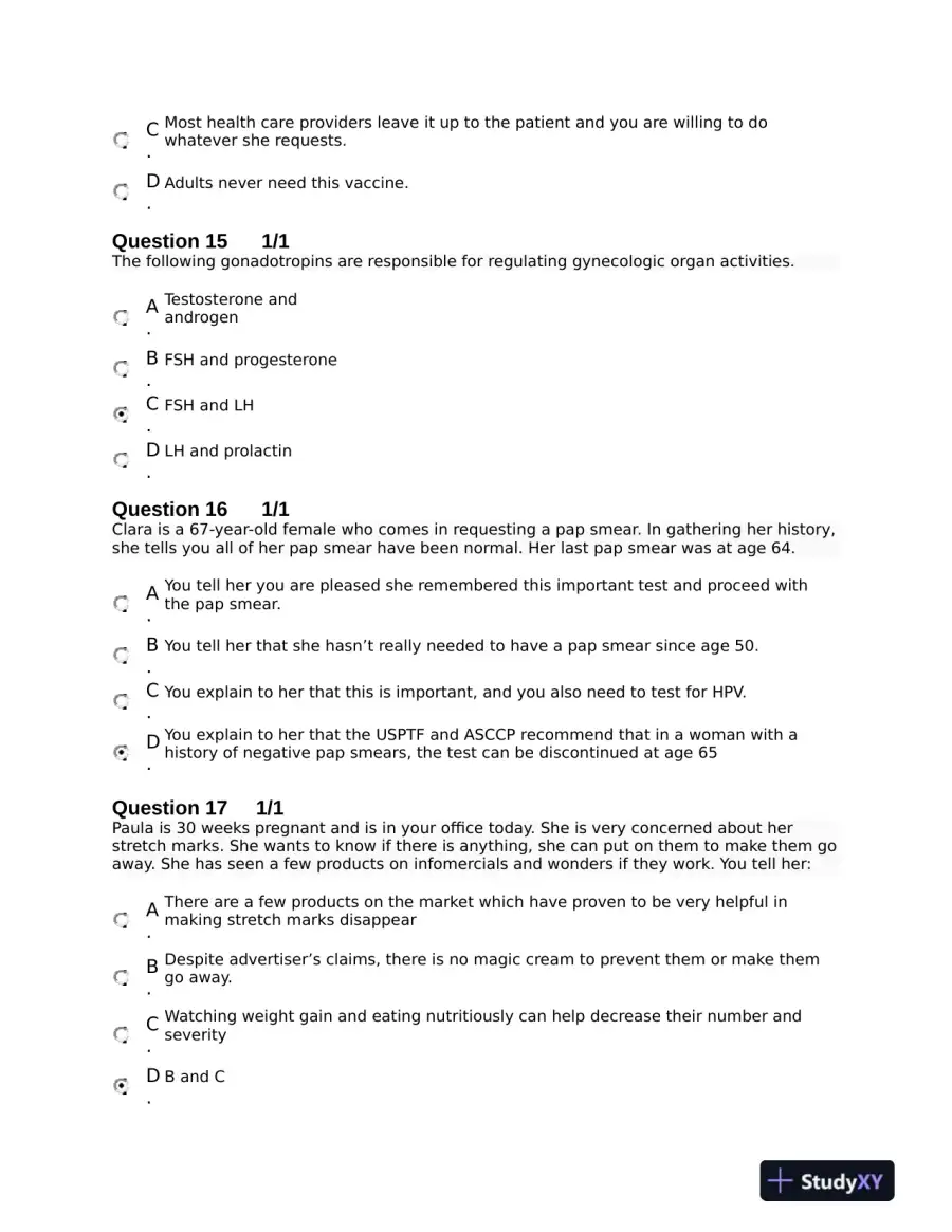 NURS6552 Prenatal Health Final Exam With Answers (100 Solved Questions), page 7