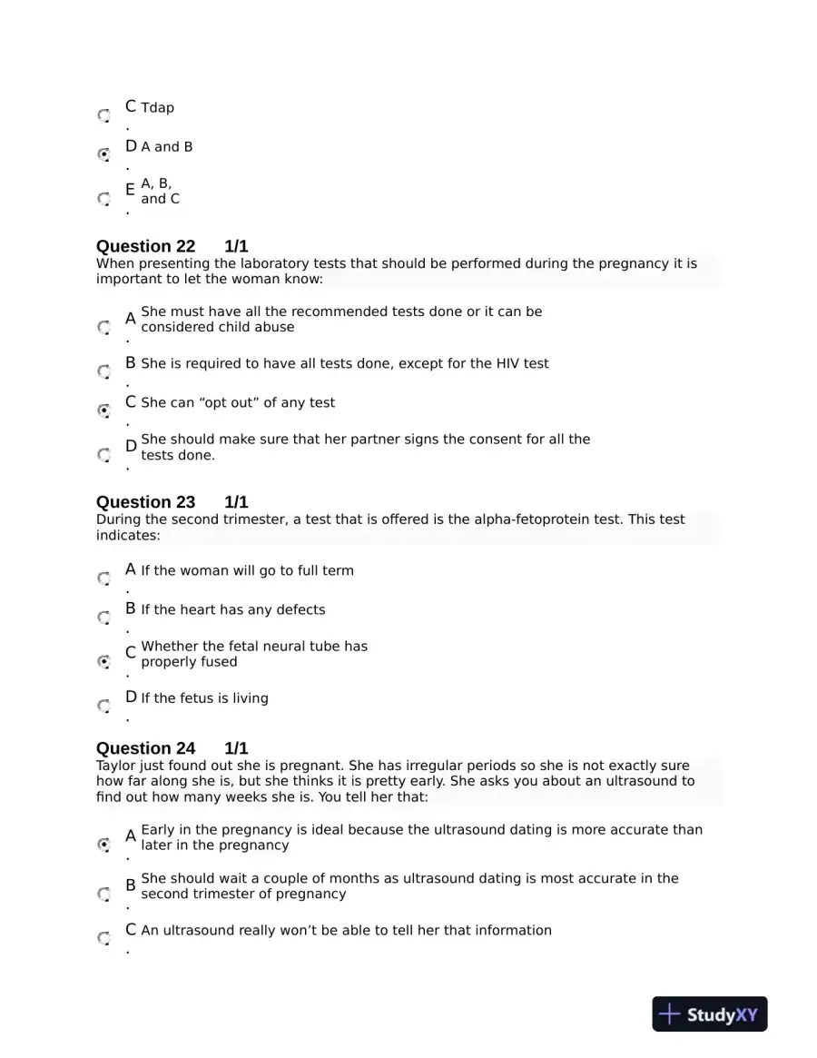 NURS6552 Prenatal Health Final Exam With Answers (100 Solved Questions), page 9
