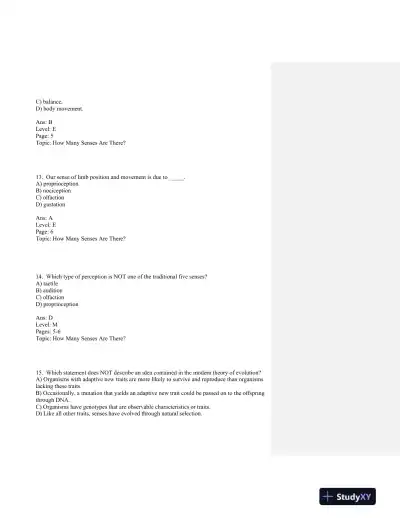 Sensation and Perception Second Edition Test Bank - Page 10 preview image