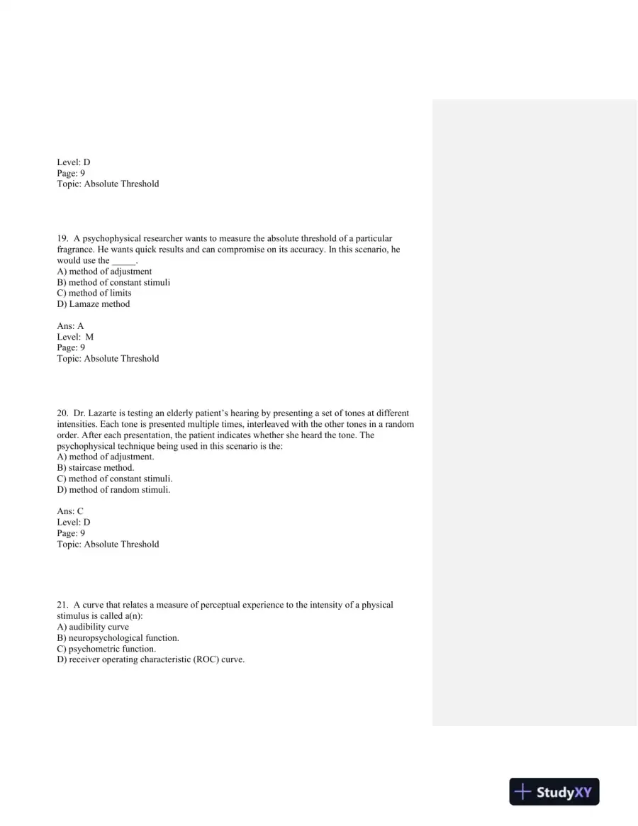 Sensation and Perception Second Edition Test Bank, page 12