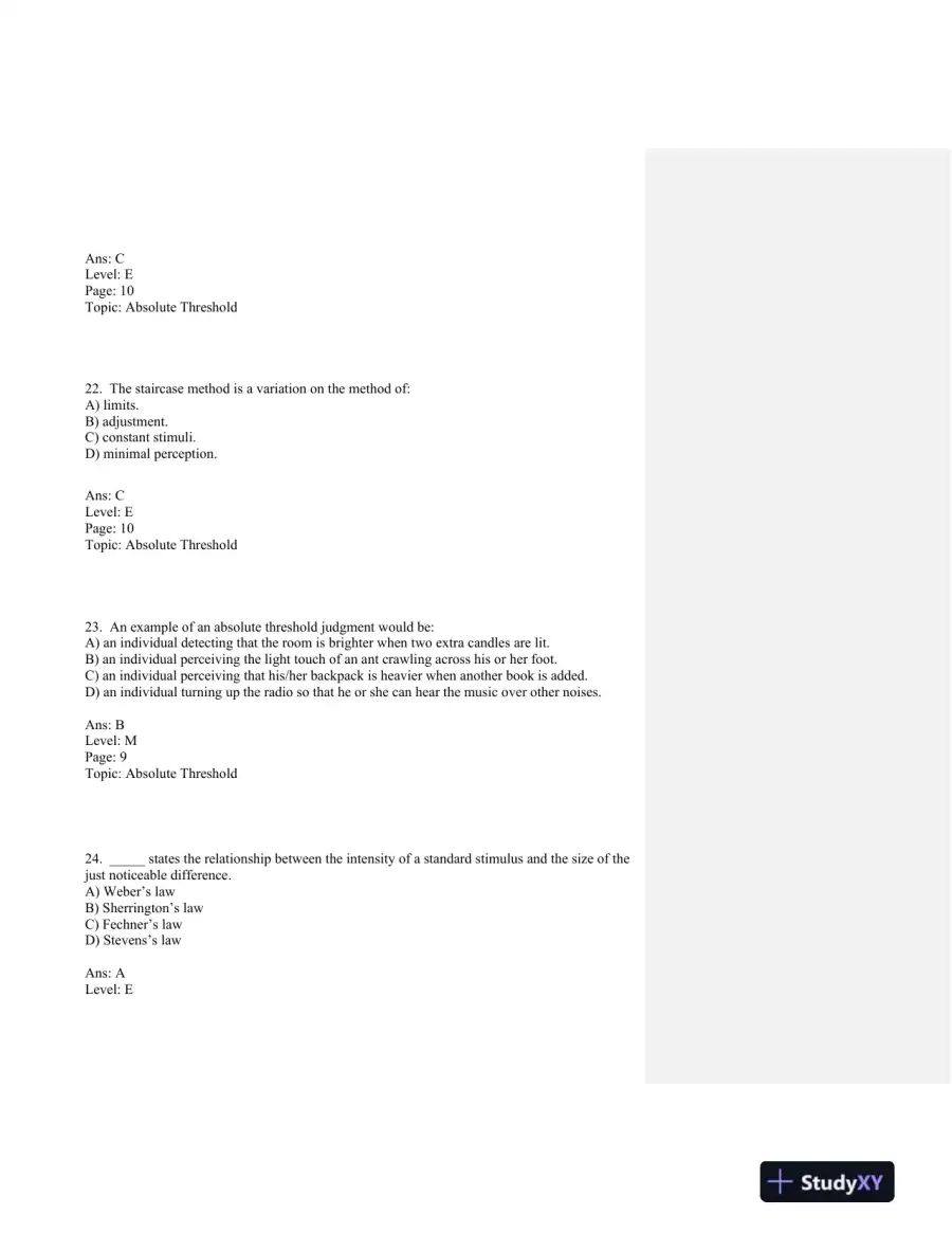 Sensation and Perception Second Edition Test Bank, page 13