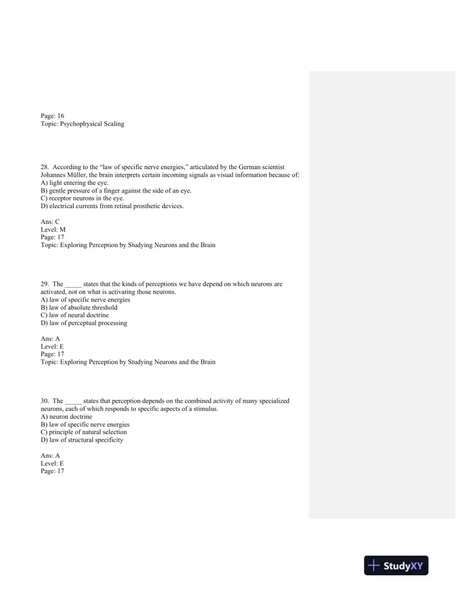 Sensation and Perception Second Edition Test Bank, page 16