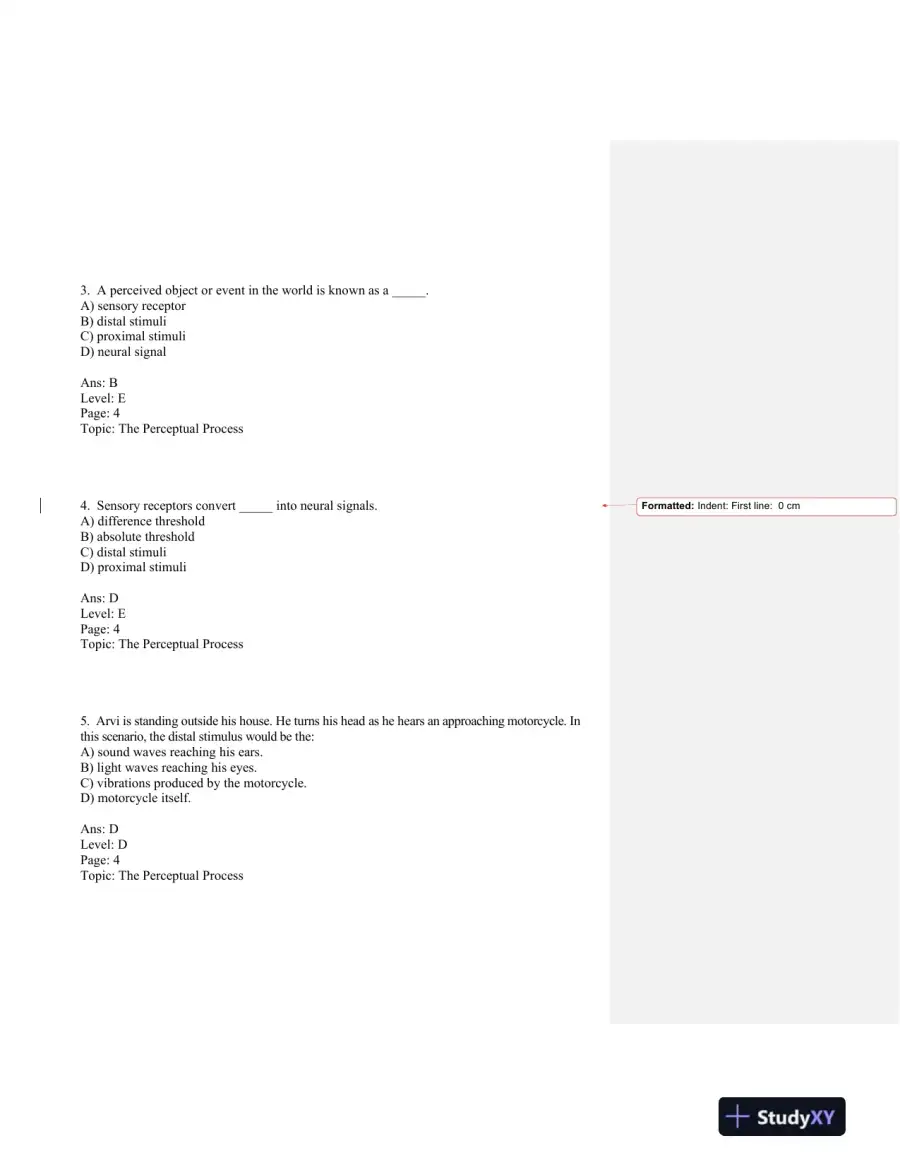 Sensation and Perception Second Edition Test Bank, page 7