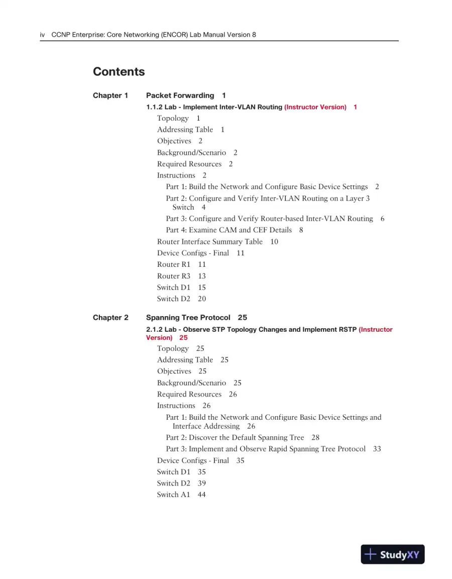 Solution Manual for CCNP Enterprise: Core Networking (ENCOR) v8 Lab Manual, 2nd Edition, page 3