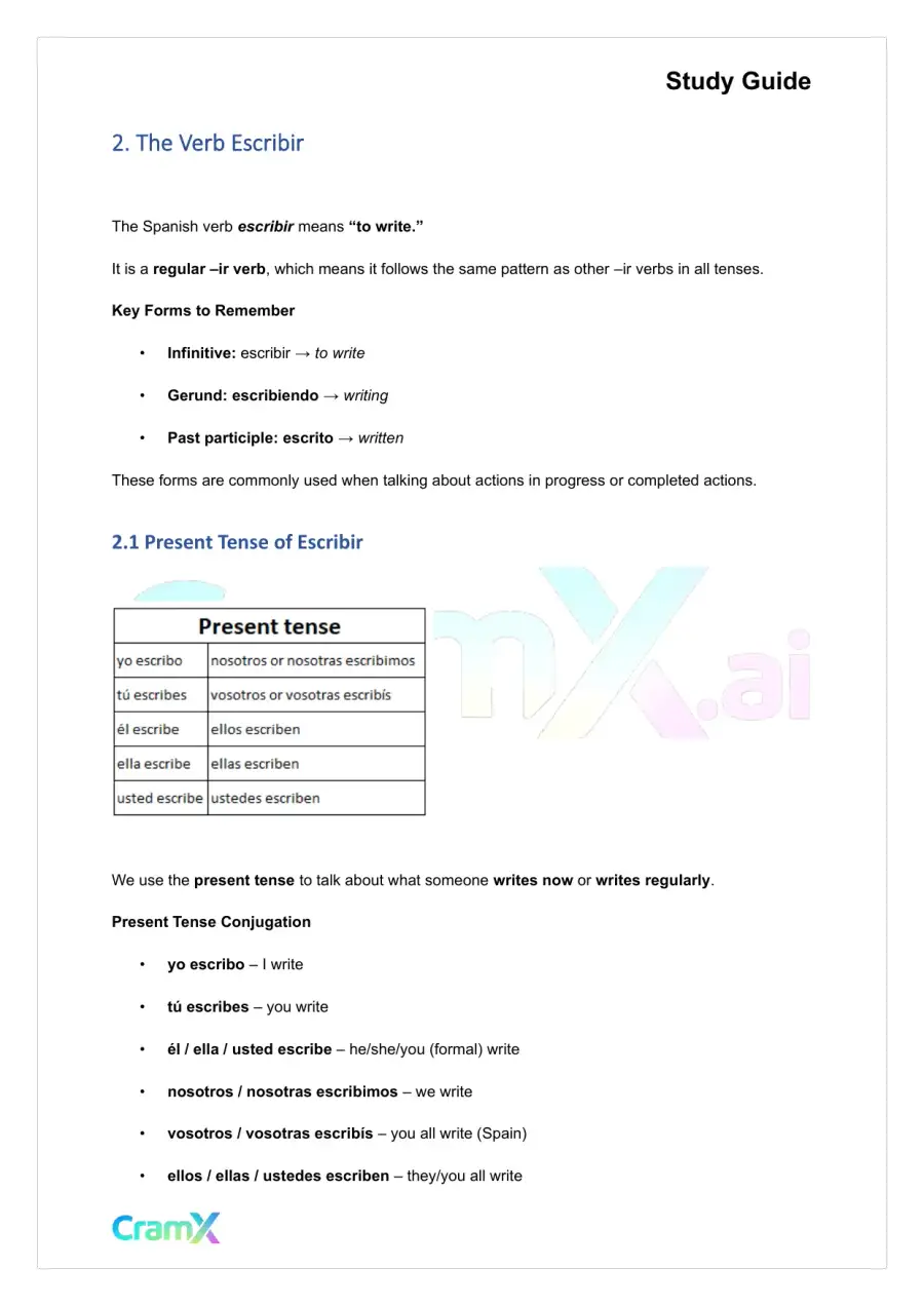 Spanish I - Verb Charts, page 4
