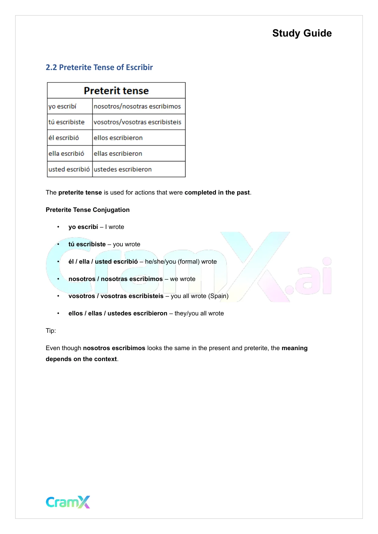 Spanish I - Verb Charts - Page 5 preview image