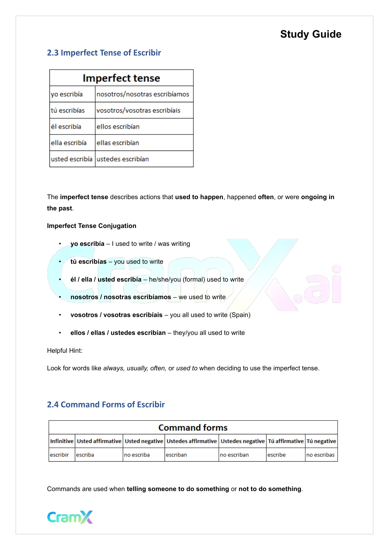 Spanish I - Verb Charts - Page 6 preview image