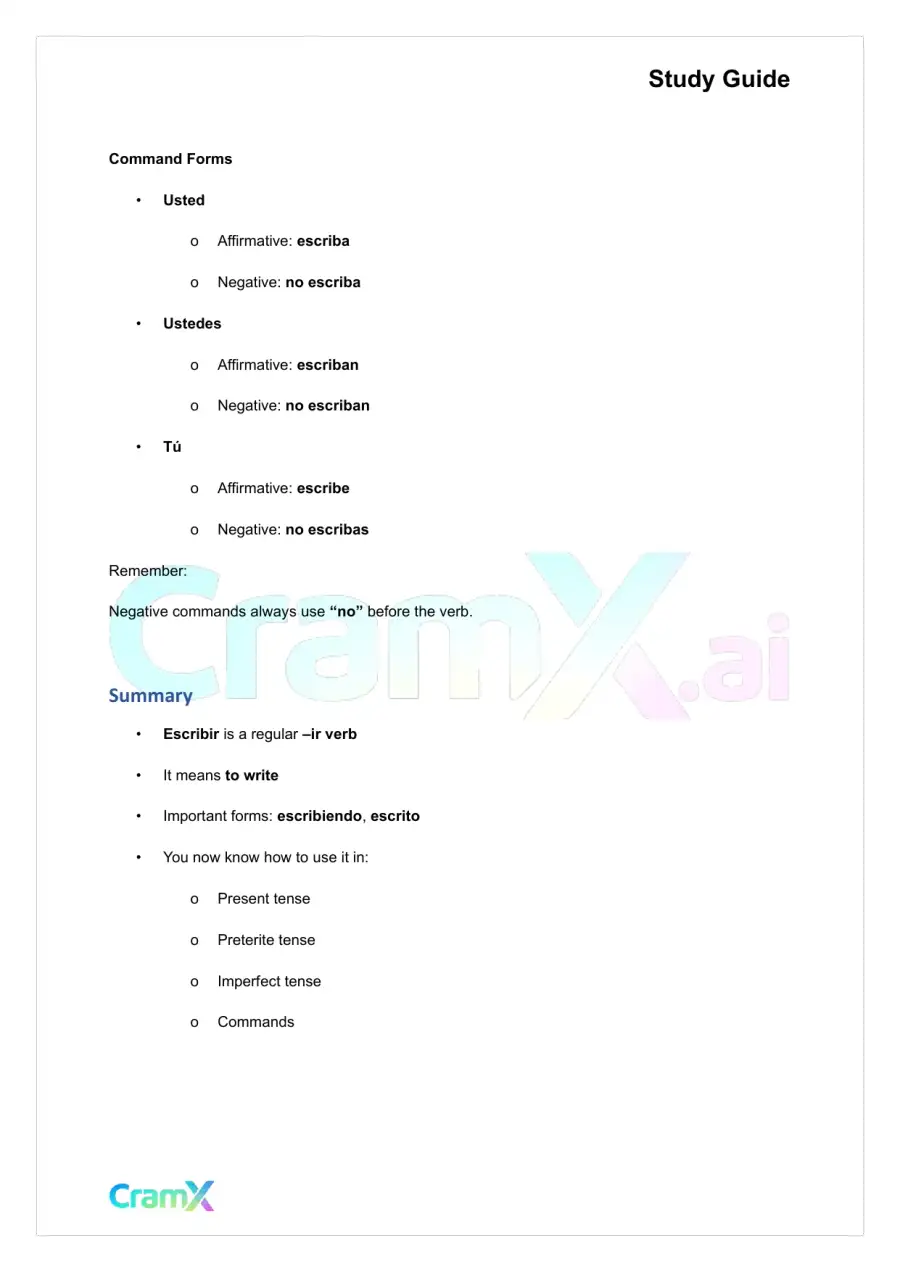 Spanish I - Verb Charts, page 7