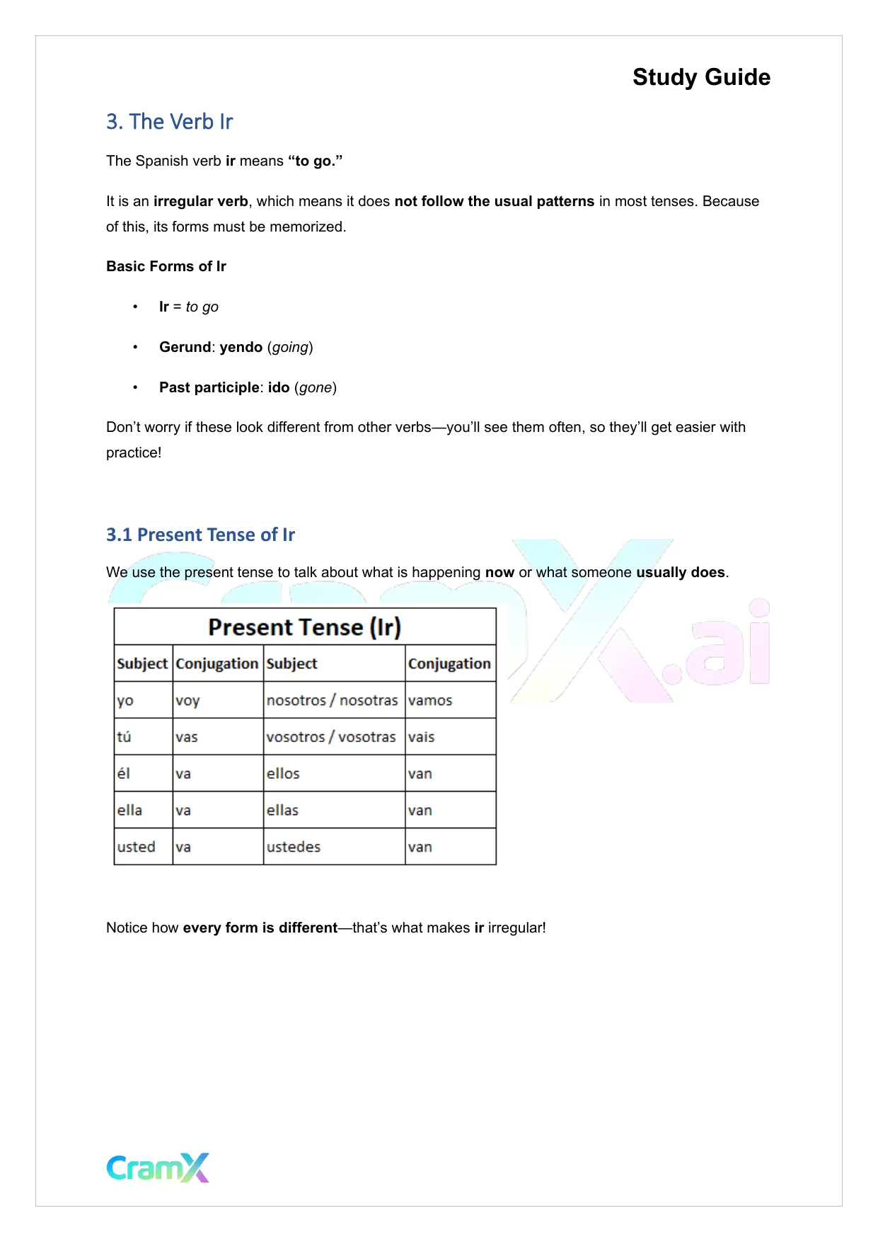 Spanish I - Verb Charts - Page 8 preview image