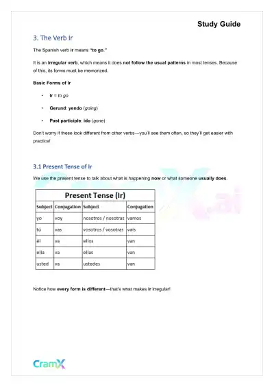 Spanish I - Verb Charts - Page 8 preview image