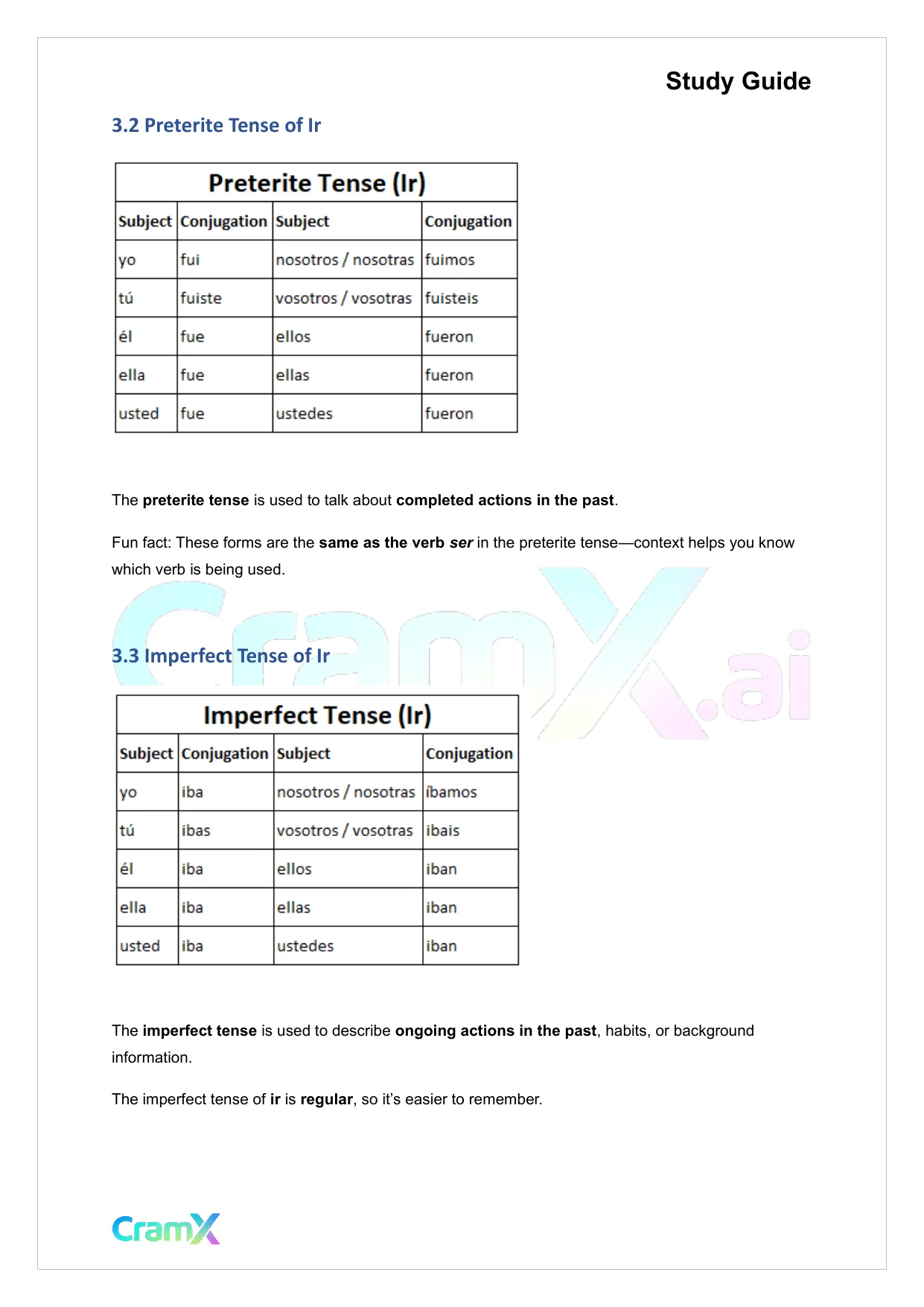 Spanish I - Verb Charts - Page 9 preview image