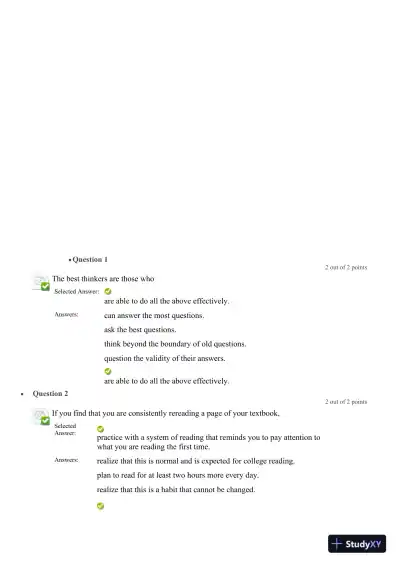 Liberty University CLST 100 Quiz 2 Correct Answers!!! - Page 4 preview image