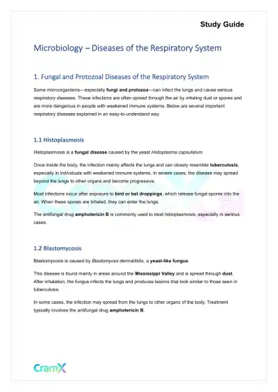 Microbiology - Diseases of the Respiratory System - Page 1 preview image