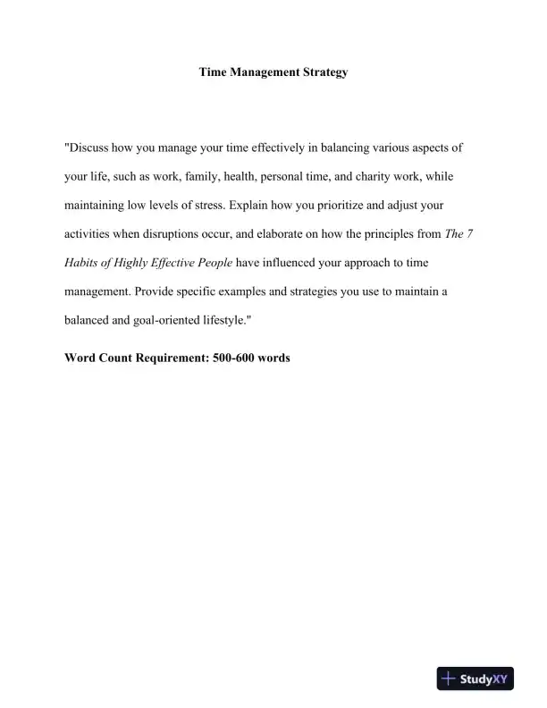 Time Management Strategy - Page 1 preview image