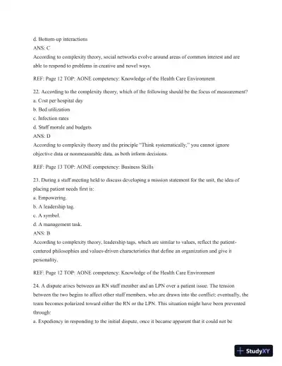 Test Bank For Leading And Managing In Nursing, 6th Edition - Page 12 preview image