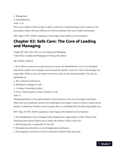 Test Bank For Leading And Managing In Nursing, 6th Edition - Page 14 preview image