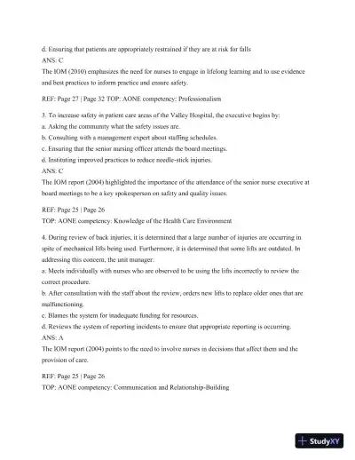 Test Bank For Leading And Managing In Nursing, 6th Edition - Page 15 preview image