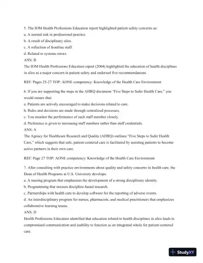 Test Bank For Leading And Managing In Nursing, 6th Edition - Page 16 preview image