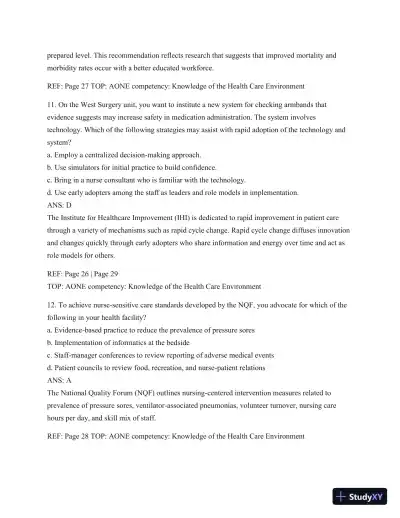 Test Bank For Leading And Managing In Nursing, 6th Edition - Page 18 preview image