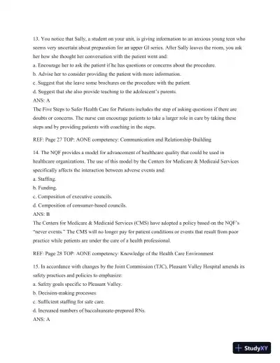 Test Bank For Leading And Managing In Nursing, 6th Edition - Page 19 preview image