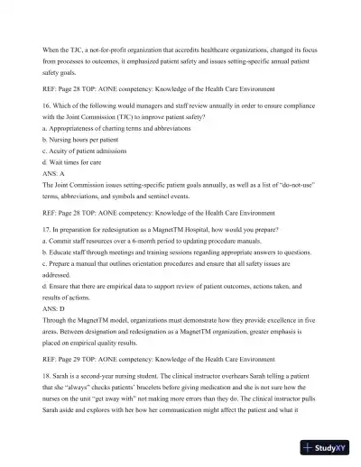 Test Bank For Leading And Managing In Nursing, 6th Edition - Page 20 preview image