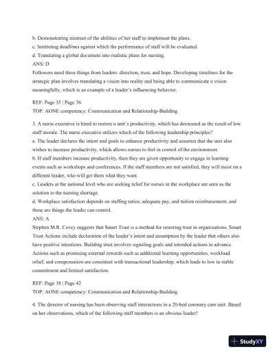 Test Bank For Leading And Managing In Nursing, 6th Edition - Page 25 preview image