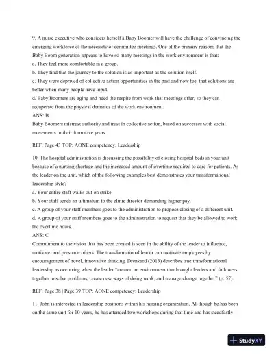 Test Bank For Leading And Managing In Nursing, 6th Edition - Page 28 preview image