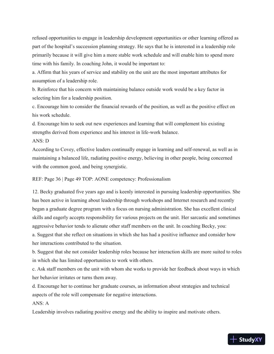 Test Bank For Leading And Managing In Nursing, 6th Edition, page 29