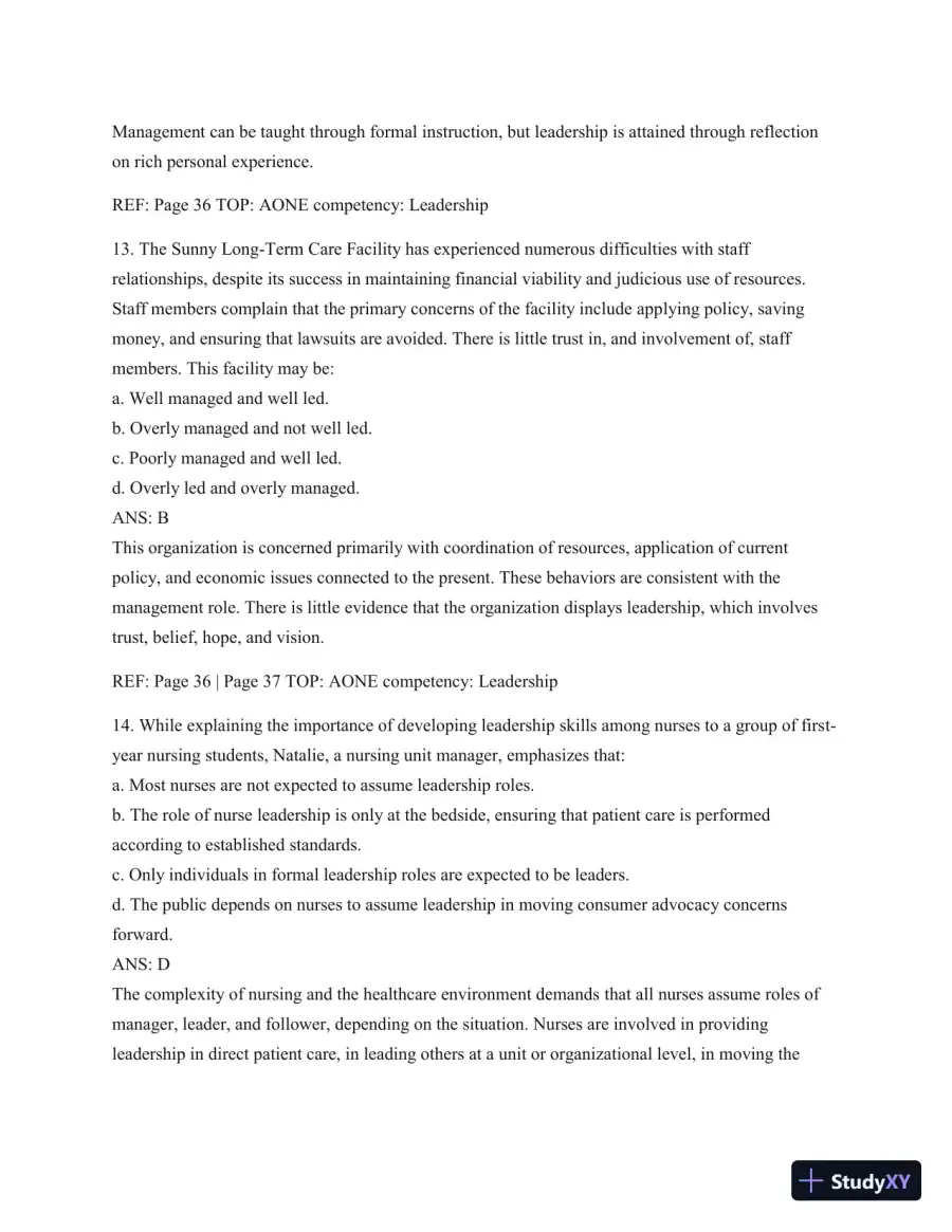 Test Bank For Leading And Managing In Nursing, 6th Edition, page 30