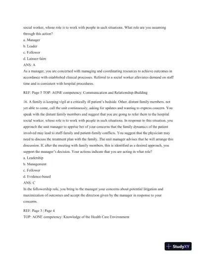 Test Bank For Leading And Managing In Nursing, 6th Edition - Page 9 preview image