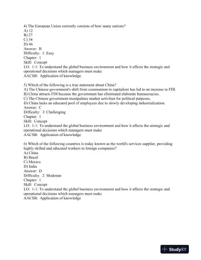 International Management: Managing Across Borders and Cultures, Text and Cases 9th Edition Test Bank - Page 3 preview image