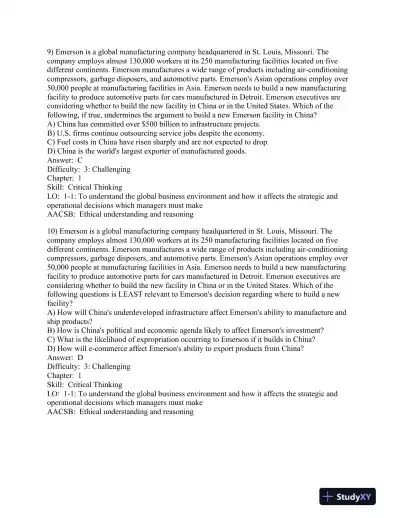 International Management: Managing Across Borders and Cultures, Text and Cases 9th Edition Test Bank - Page 5 preview image