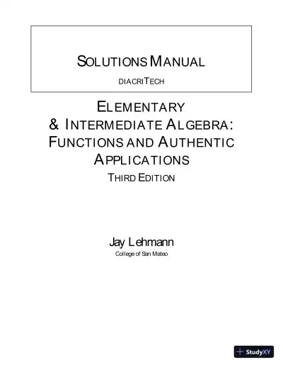 Solution Manual for Elementary and Intermediate Algebra Functions and Authentic Applications, 2nd Edition - Page 1 preview image