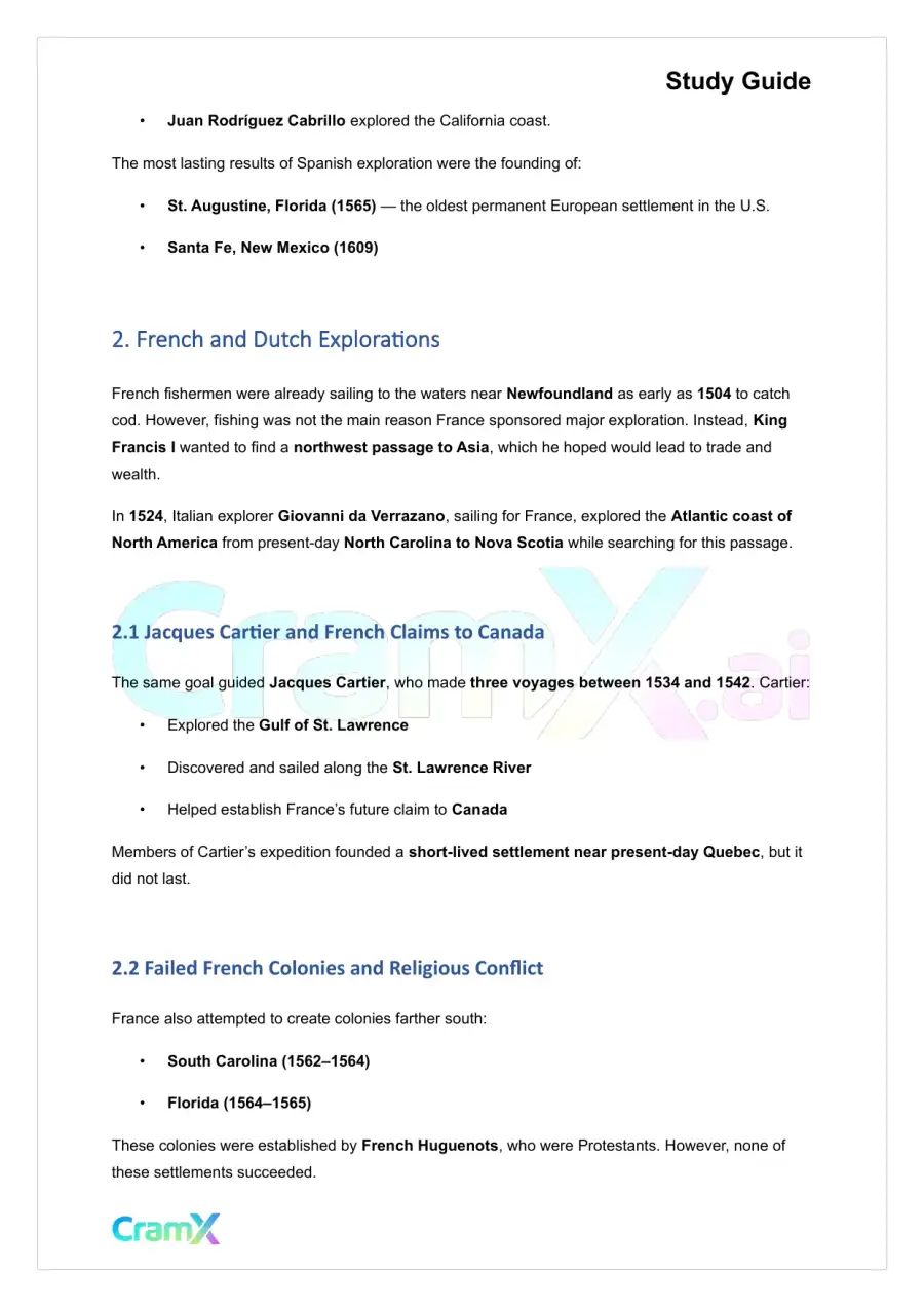 U.S. History I - Exploration and Early Colonization, page 4