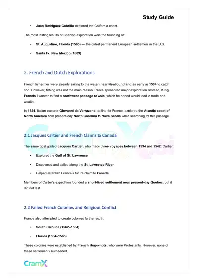 U.S. History I - Exploration and Early Colonization - Page 4 preview image