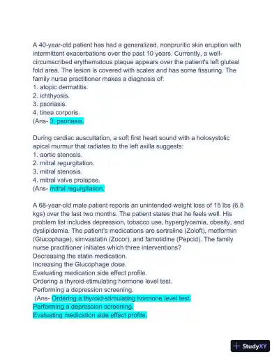 ANCC FNP Exam with Answers (63 Solved Questions) - Page 6 preview image