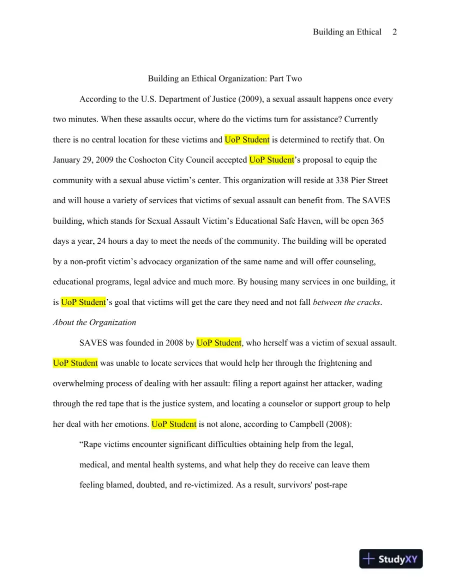Building an Ethical Organization: Part Two - Axia College of University of Phoenix, page 3