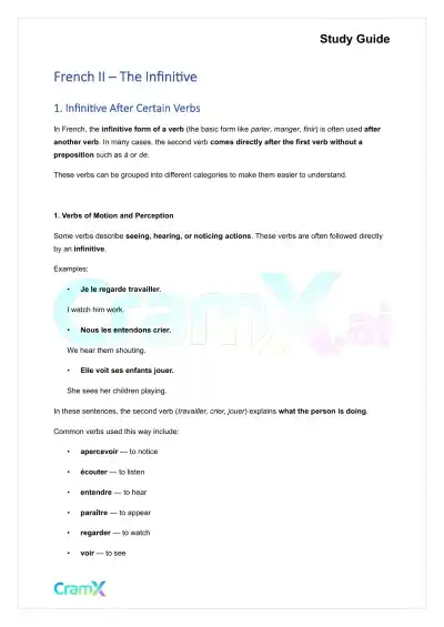 French II – The Infinitive - Page 1 preview image