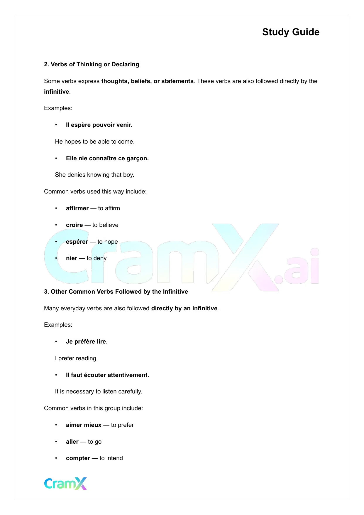 French II – The Infinitive - Page 2 preview image