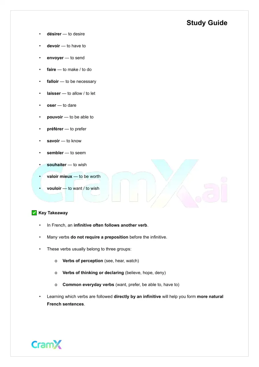 French II – The Infinitive, page 3