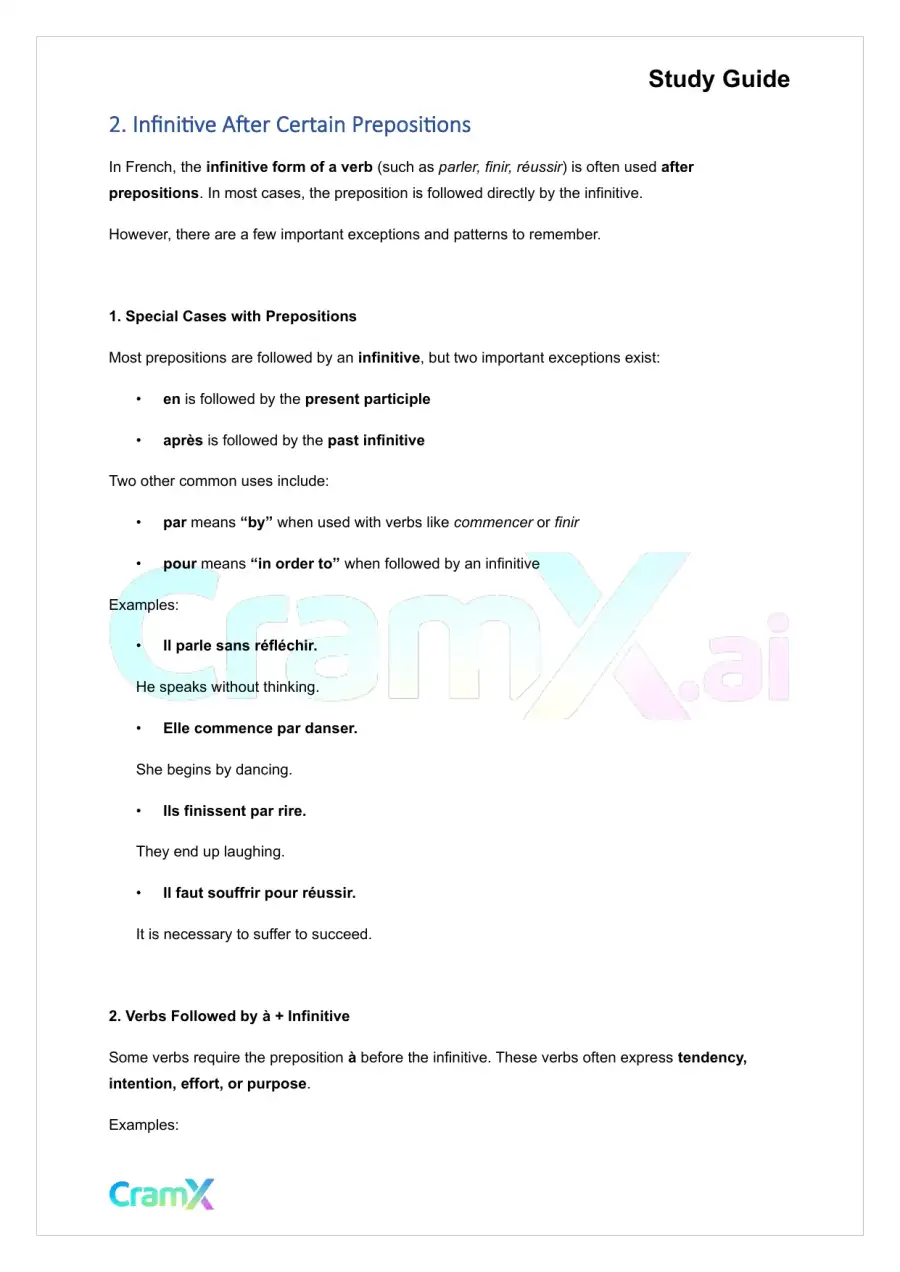 French II – The Infinitive, page 4