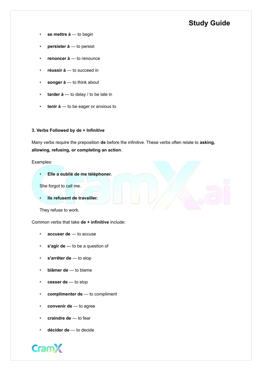 French II – The Infinitive, page 6