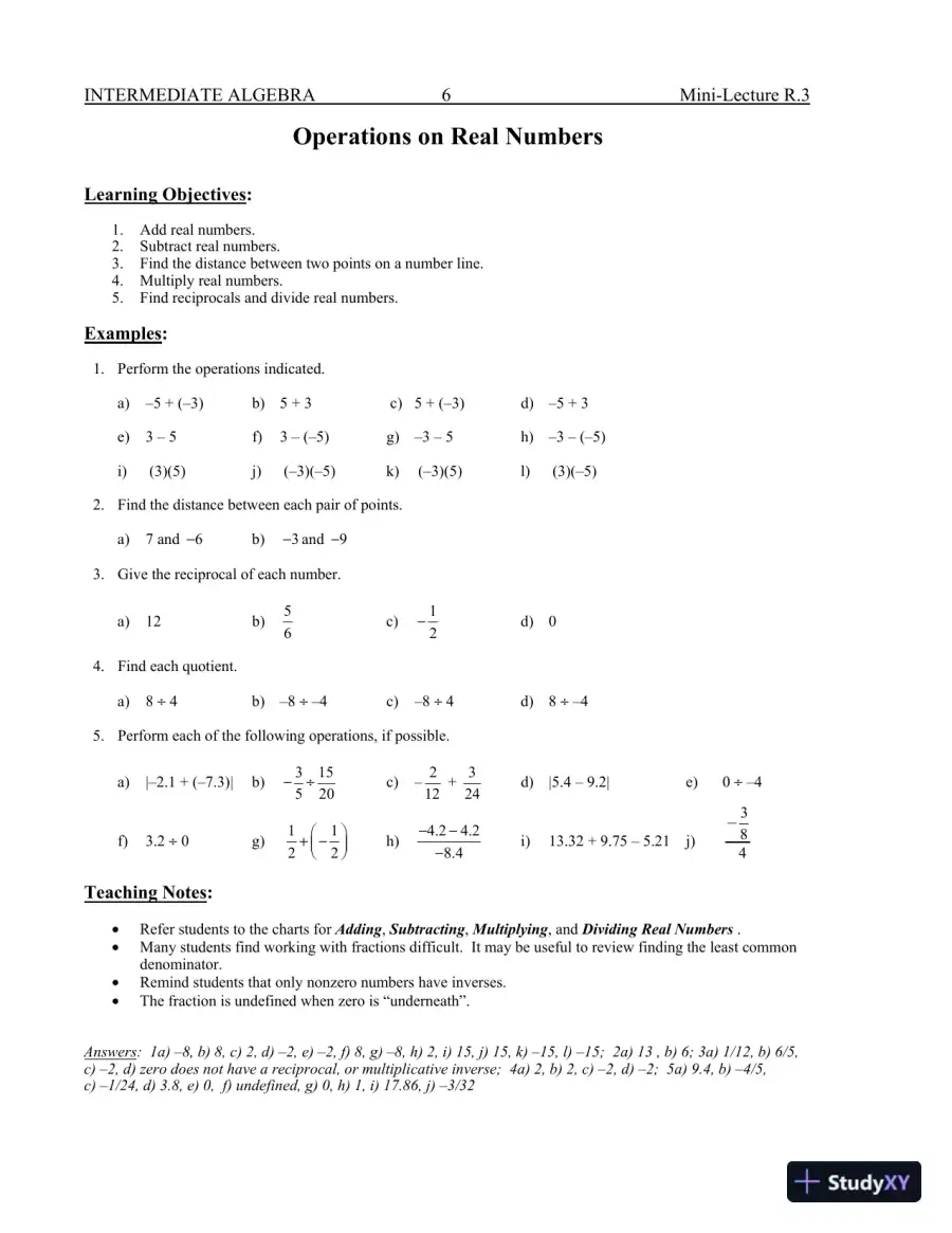 Revision Notes for Intermediate Algebra, 13th Edition, page 10