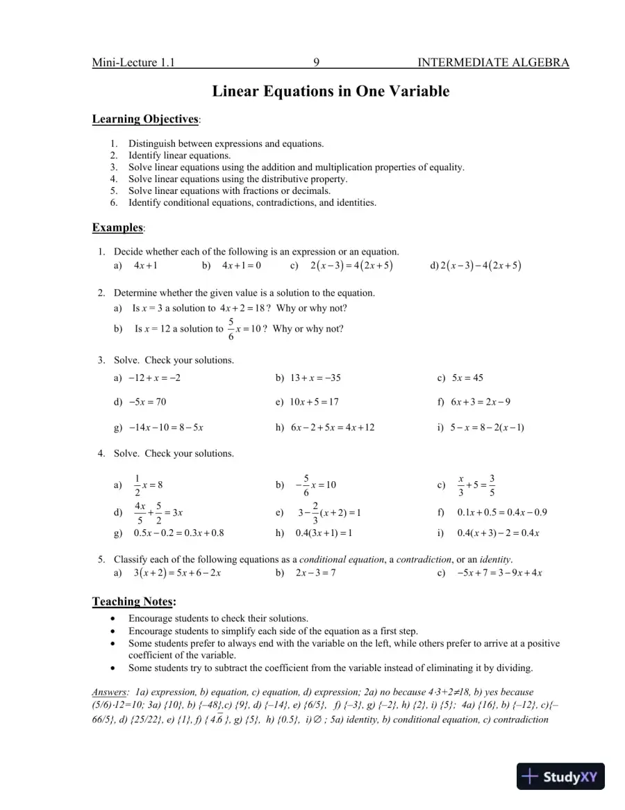 Revision Notes for Intermediate Algebra, 13th Edition, page 13