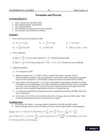 Revision Notes for Intermediate Algebra, 13th Edition - Page 14 preview image