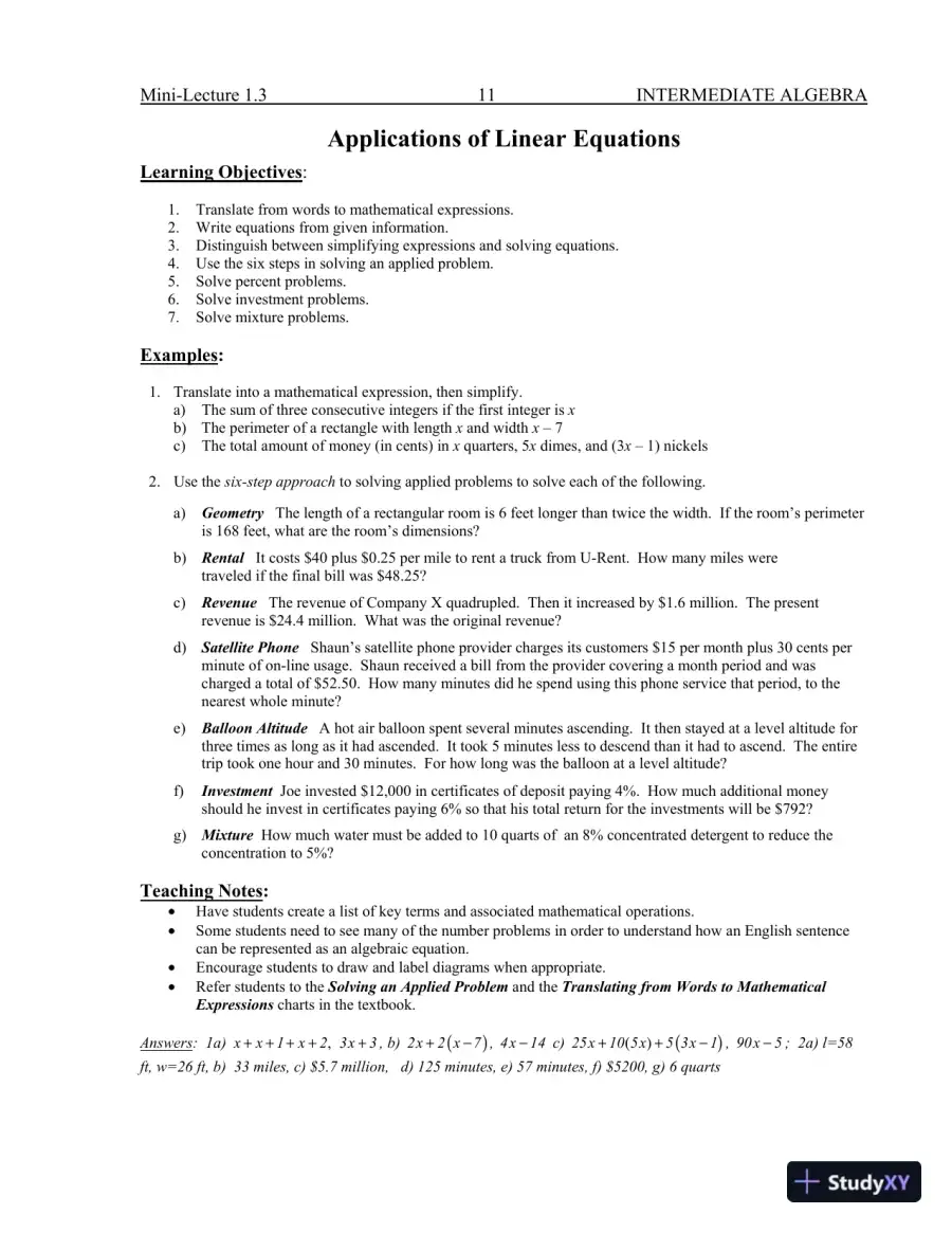 Revision Notes for Intermediate Algebra, 13th Edition, page 15
