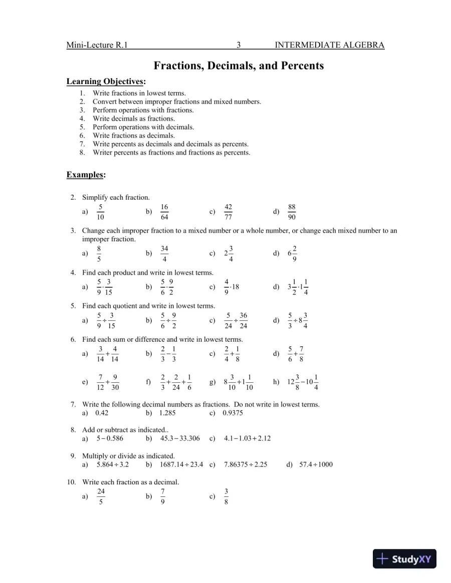 Revision Notes for Intermediate Algebra, 13th Edition, page 7